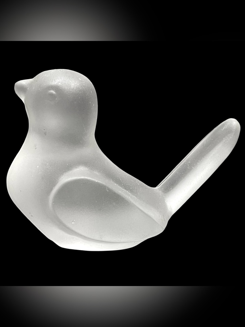 Vintage 1980s Kristaluxus Frosted Glass Bird Made in Mexico Minimalist Figurine